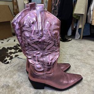 Metallic Pink Western Boots